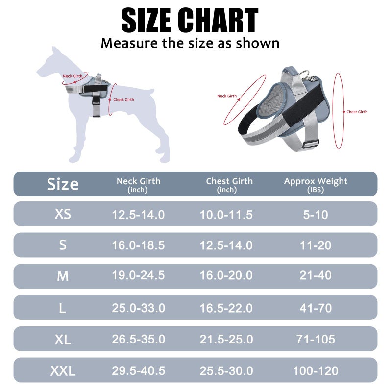 Bolux Dog Harness, No-Pull Reflective Dog Vest, Breathable Adjustable Pet Harness with Handle for Outdoor Walking - No More Pulling, Tugging or Choking (Blue, L) - Image 4